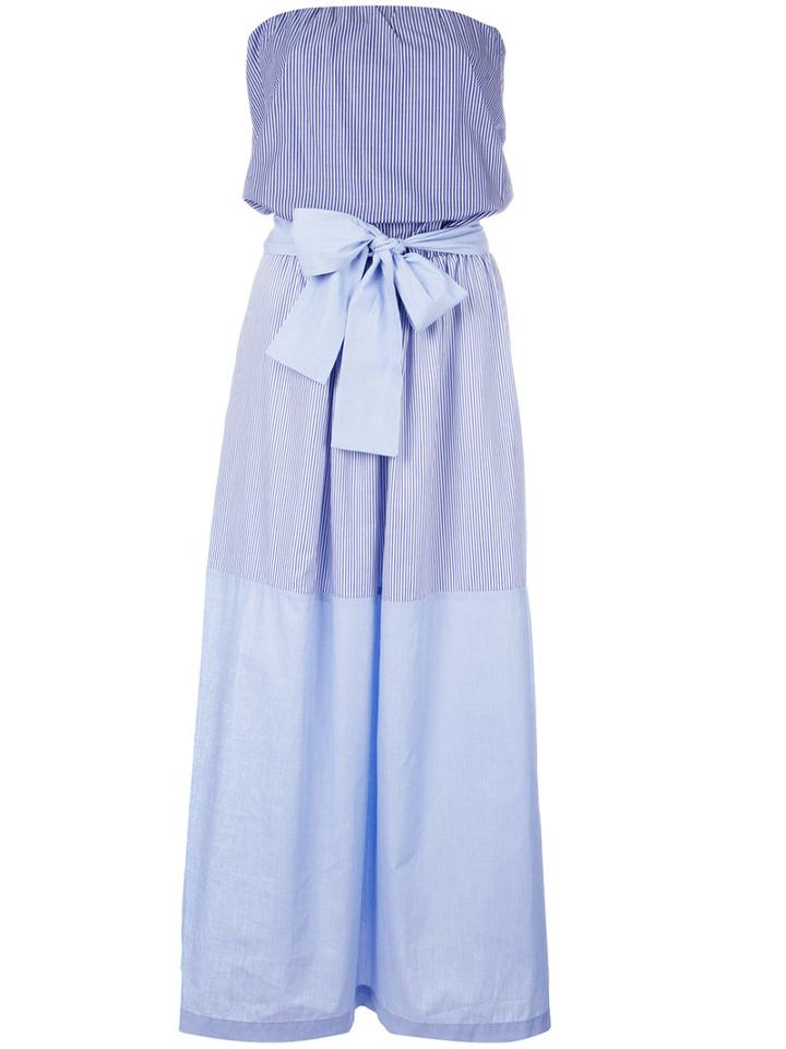 Erika Cavallini - Seersucker Strapless Dress - Women - Cotton - 42, Blue, Cotton