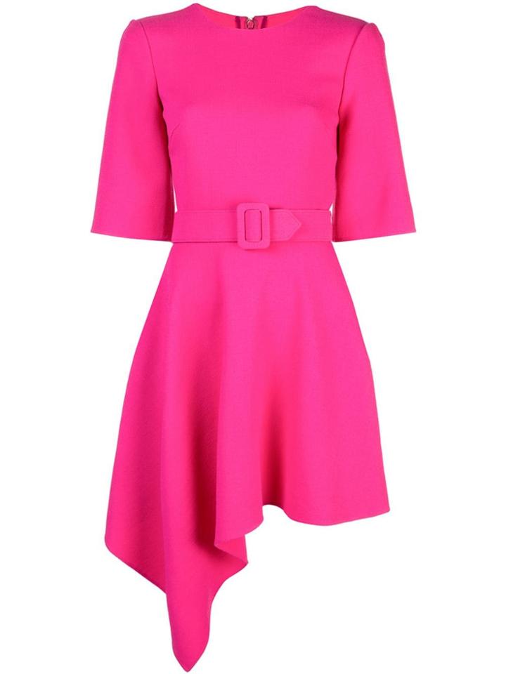 Oscar De La Renta Drape Front Mini Belted Dress - Pink