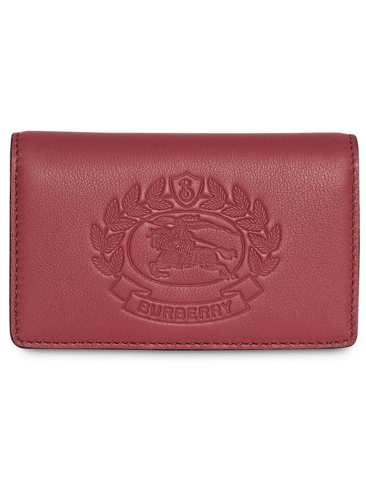 Burberry Small Embossed Crest Two-tone Leather Wallet - Red