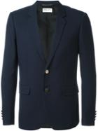 Saint Laurent Classic Buttoned Blazer, Men's, Size: 52, Blue, Silk/wool