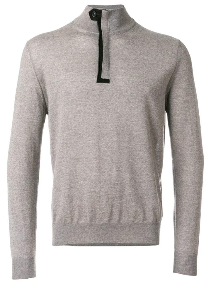 Canali Zip Up Roll Neck Sweatshirt - Nude & Neutrals