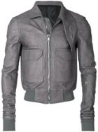 Rick Owens Leather Bomber Jacket - Grey