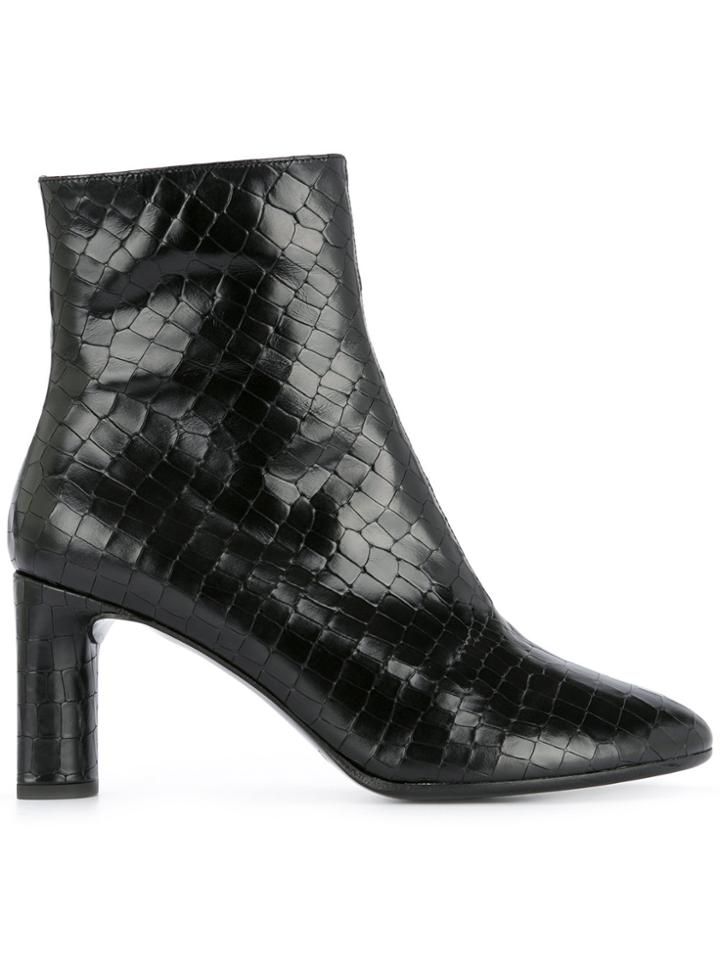 Robert Clergerie Embossed Print Ankle Boots - Black
