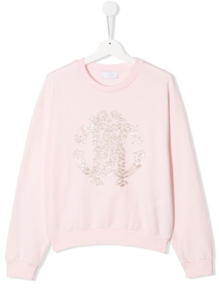 Roberto Cavalli Junior Teen Logo Embroidered Sweater - Pink