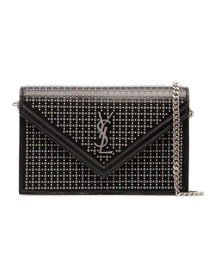 Saint Laurent Leather Stud Le Sept Envelope Bag - Black