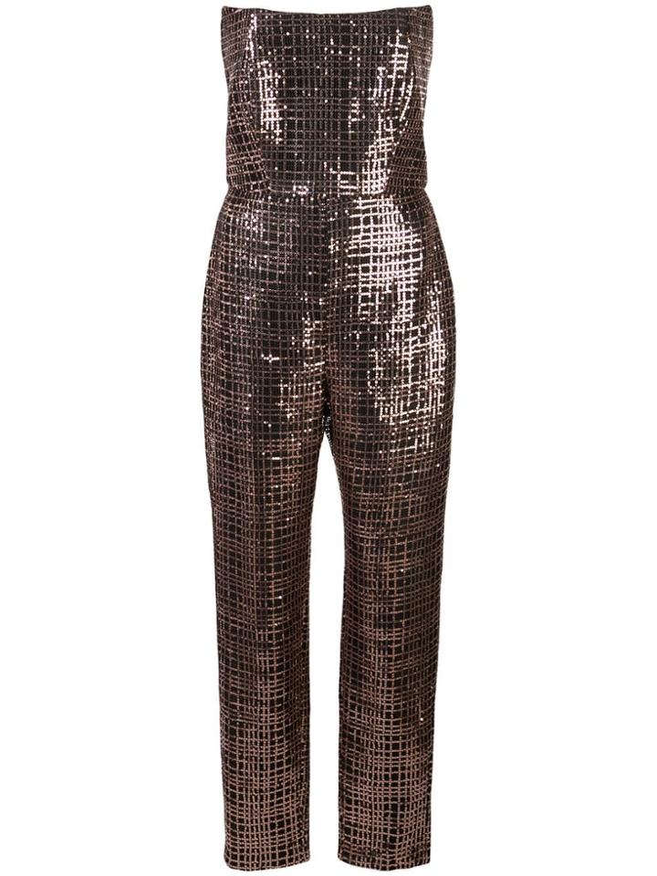 Michelle Mason Sequin Corset Jumpsuit - Brown