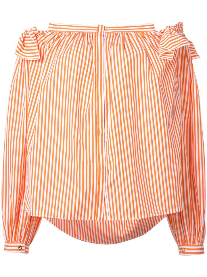 Maison Rabih Kayrouz Striped Off-shoulder Top, Women's, Size: 34, Yellow/orange, Cotton