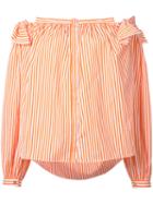 Maison Rabih Kayrouz Striped Off-shoulder Top, Women's, Size: 34, Yellow/orange, Cotton