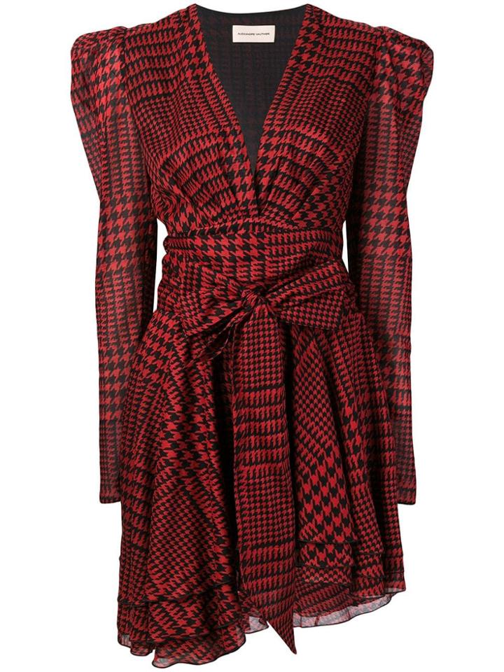 Alexandre Vauthier Houndstooth Ruffle Dress - Red