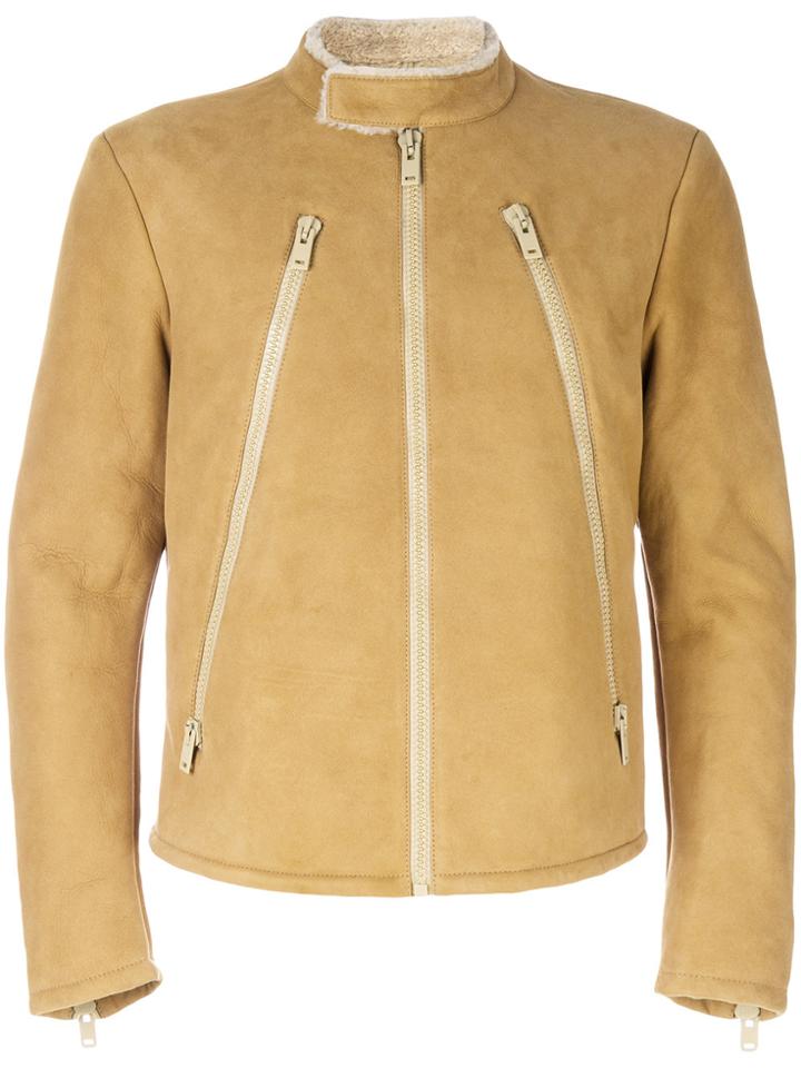 Maison Margiela Shearling Lined Biker Jacket - Yellow & Orange
