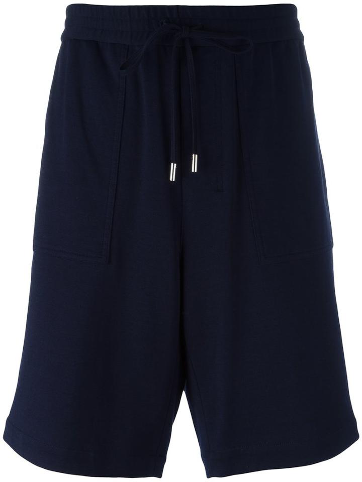 Ami Alexandre Mattiussi Elasticated Waist Bermuda Shorts, Men's, Size: 42, Blue, Cotton