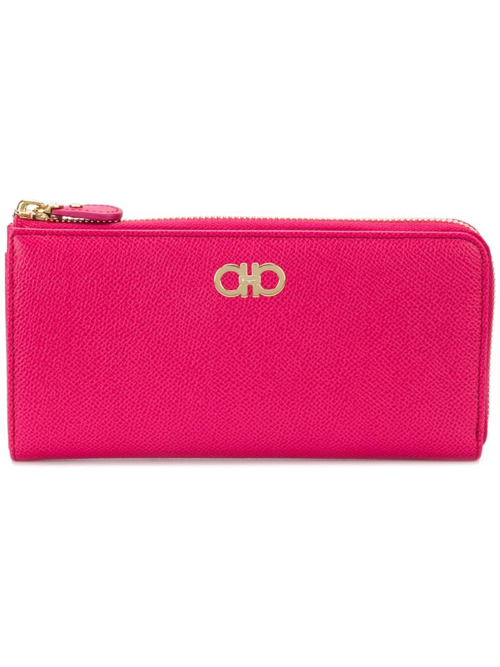 Salvatore Ferragamo Double Gancio Zipped Wallet - Pink & Purple