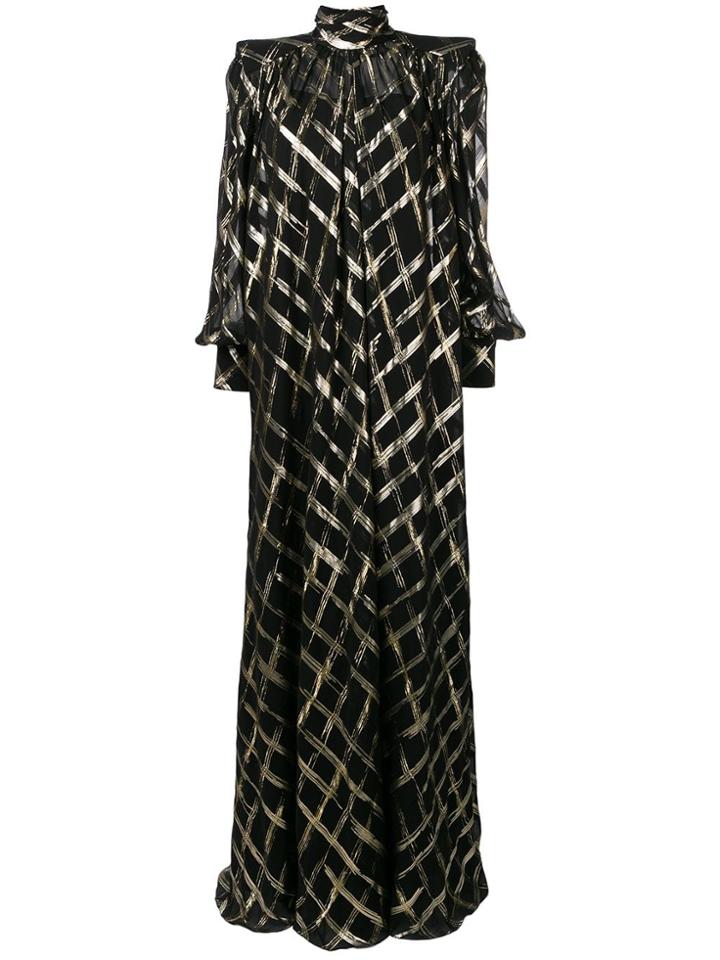 Alberta Ferretti Metallic Striping Shift Dress - Black