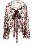Simone Rocha Floral Embroidered Sheer Cape - Black