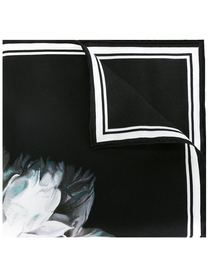 Alexander Mcqueen Dutch Floral Pocket Square, Men's, Black, Silk