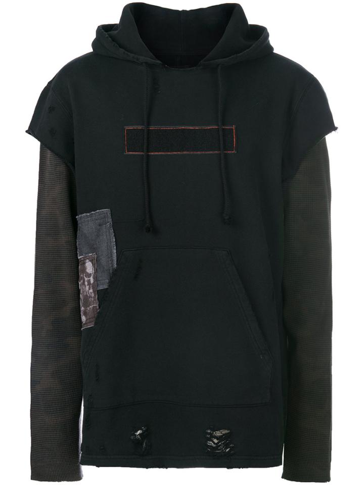 Hudson Layered Look Distressed Hoodie - Black
