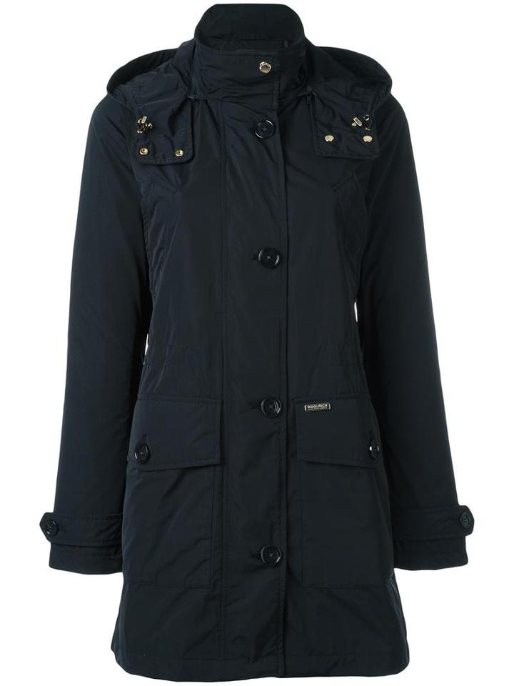 Woolrich Zipped Hooded Coat, Women's, Size: Medium, Black, Polyester/polyamide/cotton