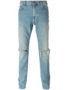 Saint Laurent Distressed Slim Jeans - Blue