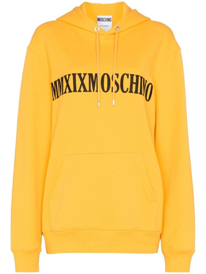 Moschino Logo-embroidered Oversized Hoodie - Yellow