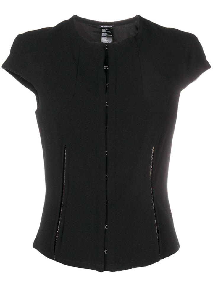 Ann Demeulemeester Structured Front Clasp Top - Black