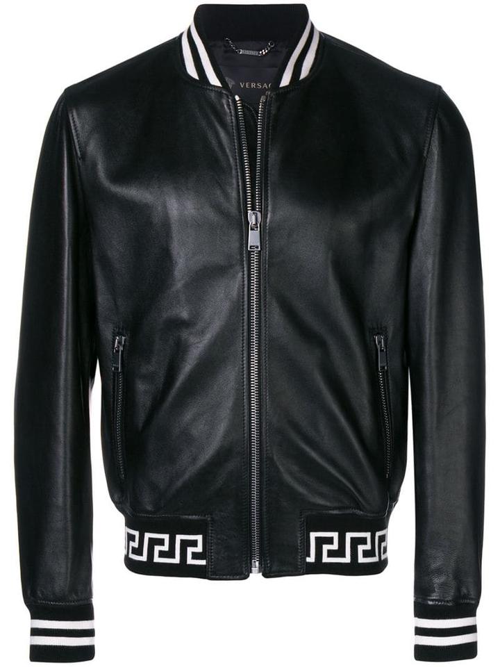Versace Logo-hem Bomber Jacket - Black