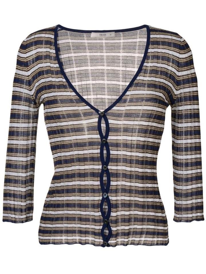 Prada Pre-owned 2000 Striped Cardigan - Blue