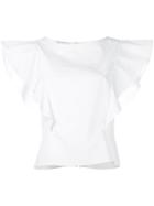 Alberta Ferretti - Ruffle-detail Blouse - Women - Cotton - 42, White, Cotton