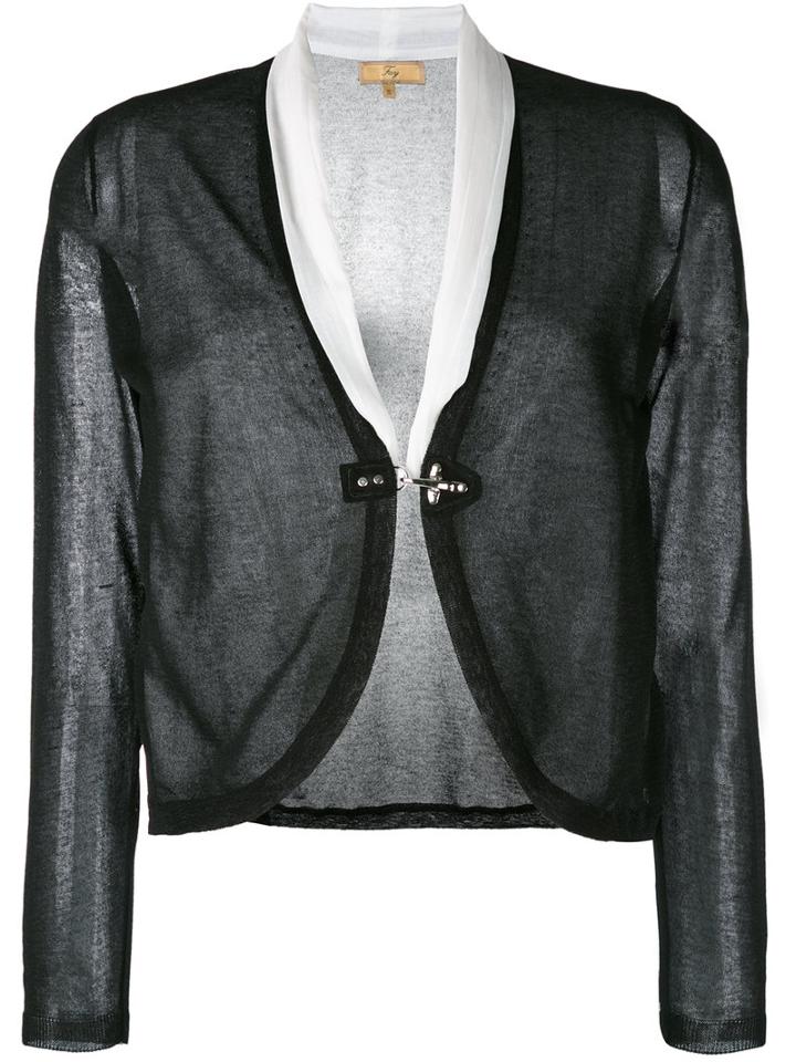 Fay - Layered Semi-sheer Cardigan - Women - Silk/cotton/polyester/viscose - S, Black, Silk/cotton/polyester/viscose
