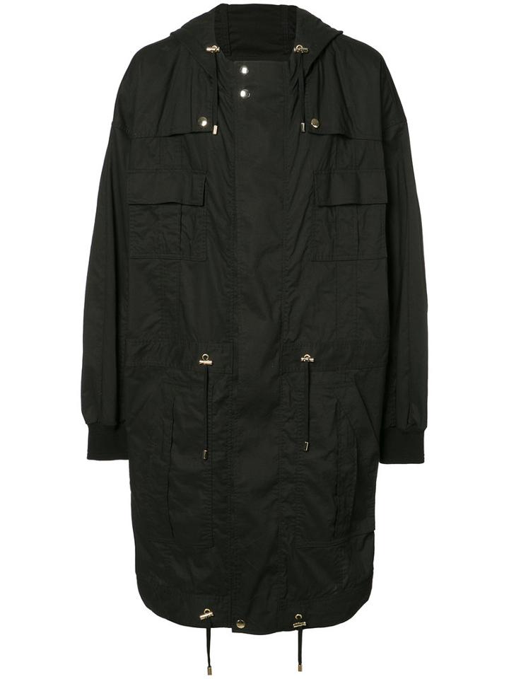 Balmain Hooded Duffle Coat, Men's, Size: Medium, Black, Cotton