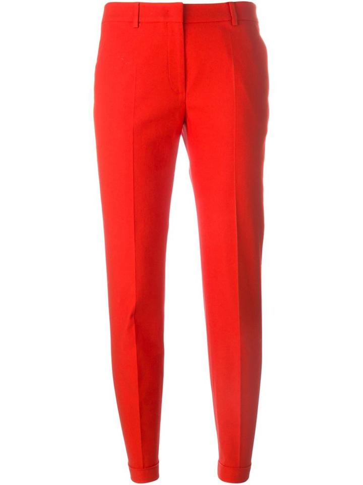 Incotex Cropped Trousers, Women's, Size: 40, Red, Cotton/spandex/elastane