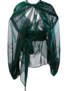 Maison Margiela Sheer Draped Effect Blouse, Women's, Size: 42, Green, Nylon/polyester