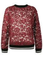 Valentino - Lace Sweatshirt - Women - Cotton/polyamide/viscose - S, Red, Cotton/polyamide/viscose