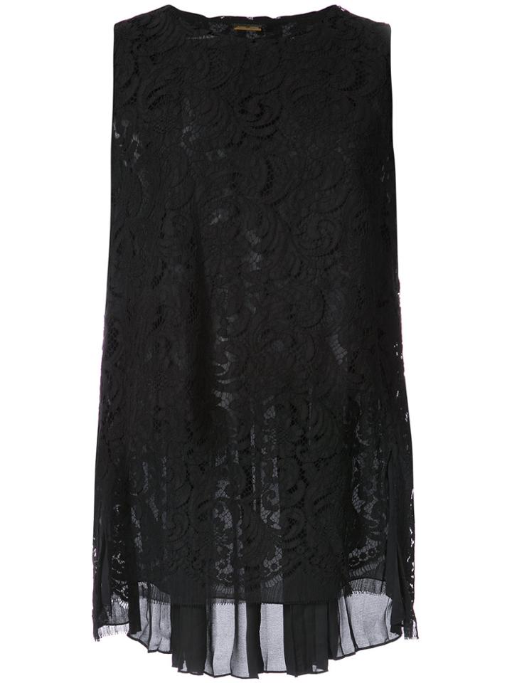 Adam Lippes Lace Detail Pleated Back Top - Black