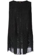 Adam Lippes Lace Detail Pleated Back Top - Black
