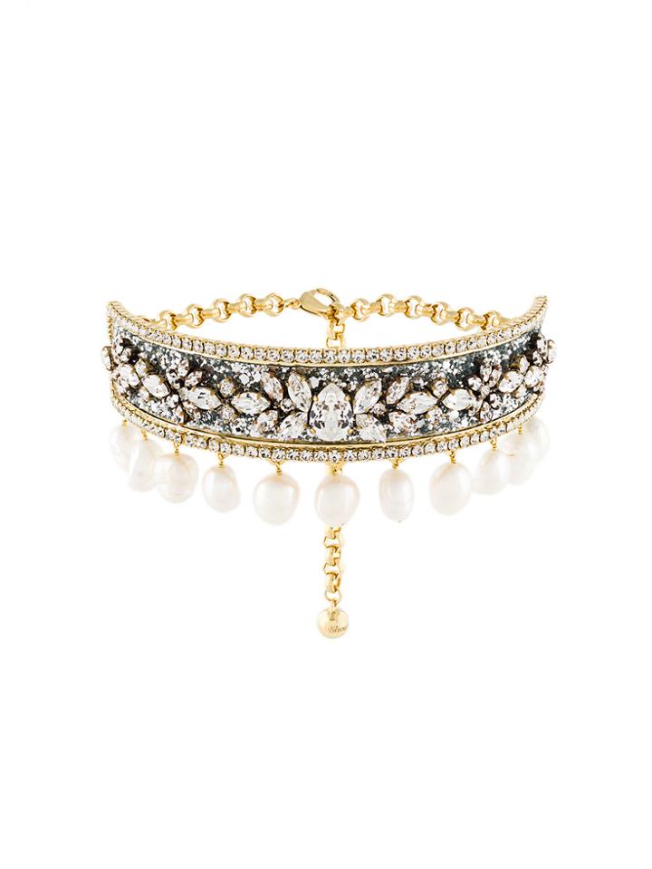 Shourouk Pearl Choker Necklace - Metallic