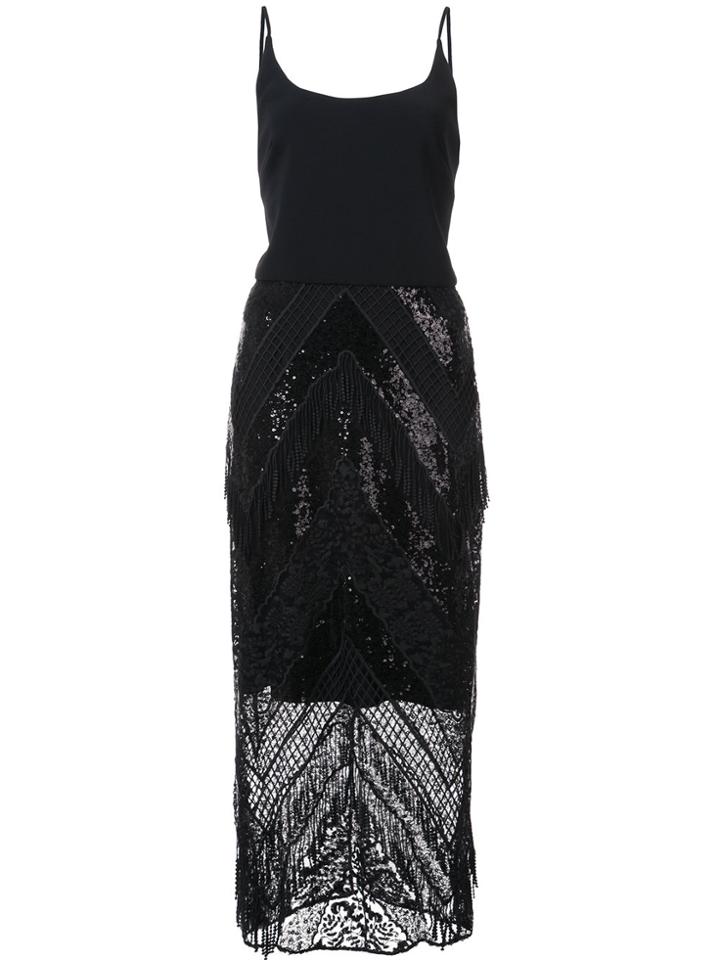 Christian Siriano Sequin Lace Fitted Dress - Black