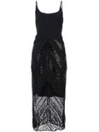 Christian Siriano Sequin Lace Fitted Dress - Black