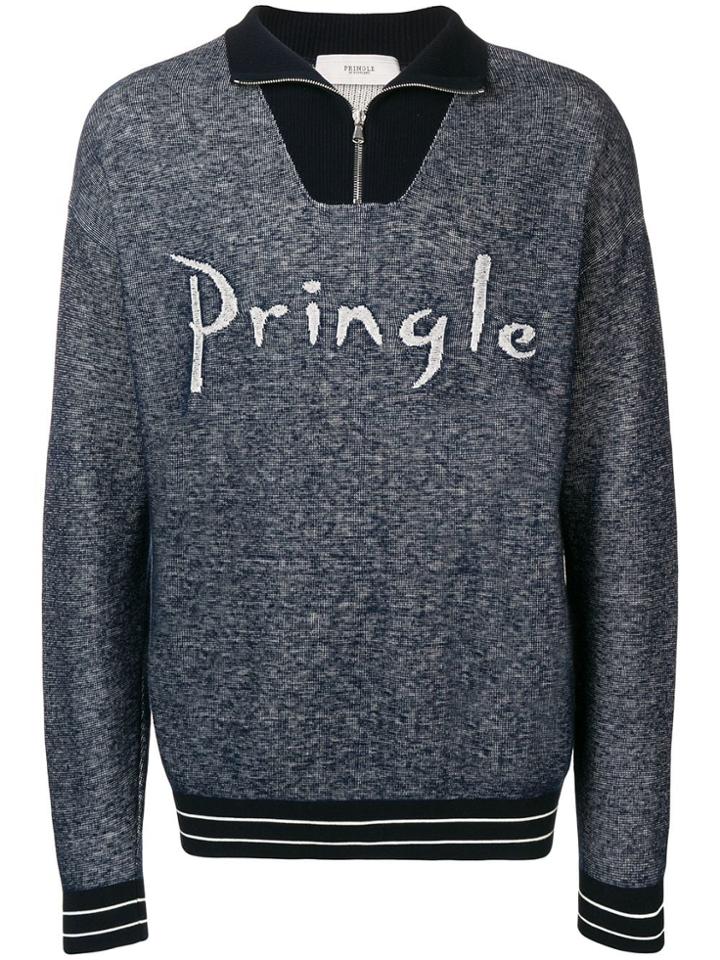 Pringle Of Scotland Funnel Neck Logo Sweatshirt - Blue