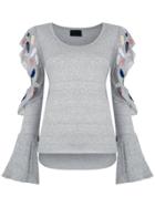 Masscob Lace Strip Blouse - White