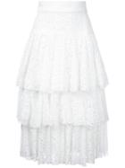 Bambah - Layered Midi Skirt - Women - Polyester - 14, White, Polyester