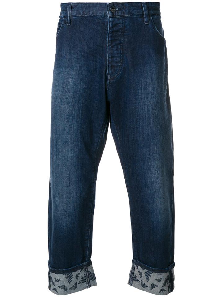 Emporio Armani Cropped Turn-up Jeans - Blue