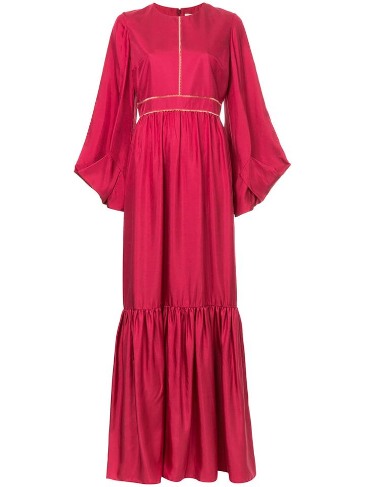 Roksanda Pleated Trim Long Dress - Red