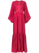 Roksanda Pleated Trim Long Dress - Red