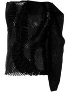 Aviù Textured Front Flap Blouse, Women's, Size: 42, Black, Cotton/polyamide/polyester/spandex/elastane
