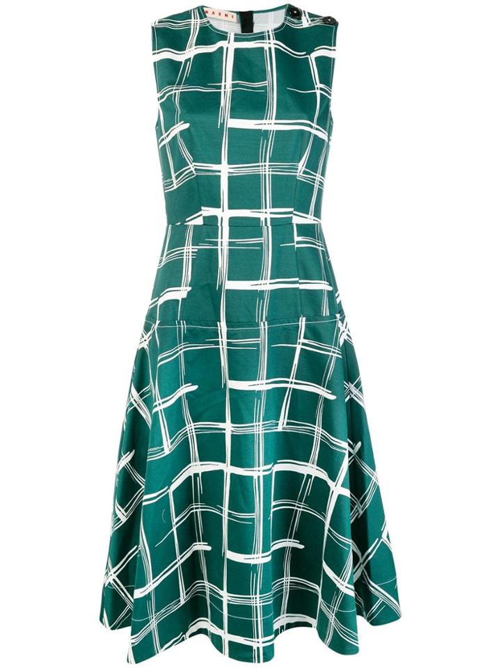 Marni Check A-line Dress - Green