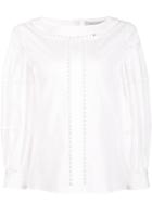 Carolina Herrera Eyelet Blouse, Women's, Size: 10, White, Cotton/polyurethane