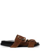 Ganni Flat Dual Strap Sandals - Brown