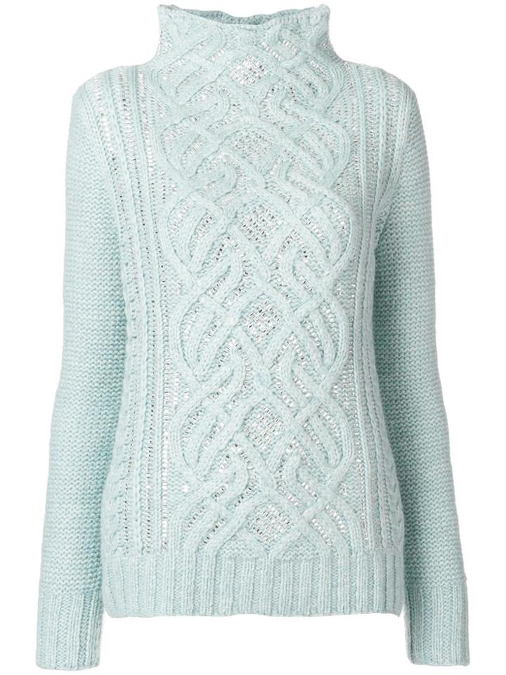 Ermanno Scervino High Neck Knit Sweater - Blue