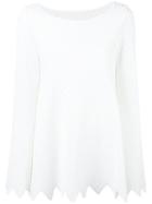 Alaïa Zig-zag Flared Blouse, Women's, Size: 40, White, Viscose/cotton/polyester/polyamide