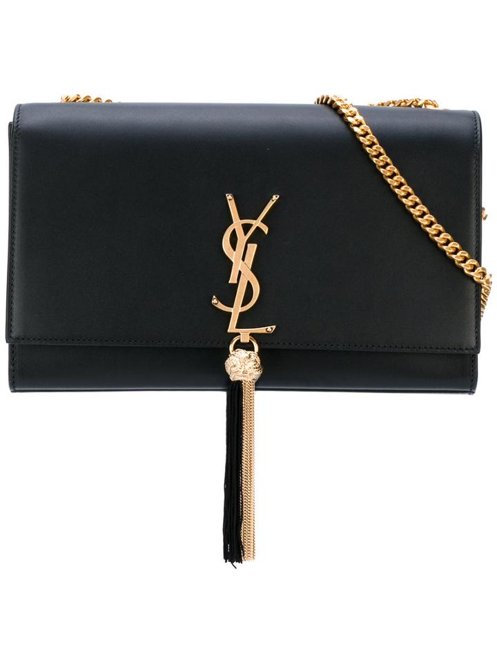 Saint Laurent - 'kate' Chain Tassel Shoulder Bag - Women - Leather/suede - One Size, Black, Leather/suede